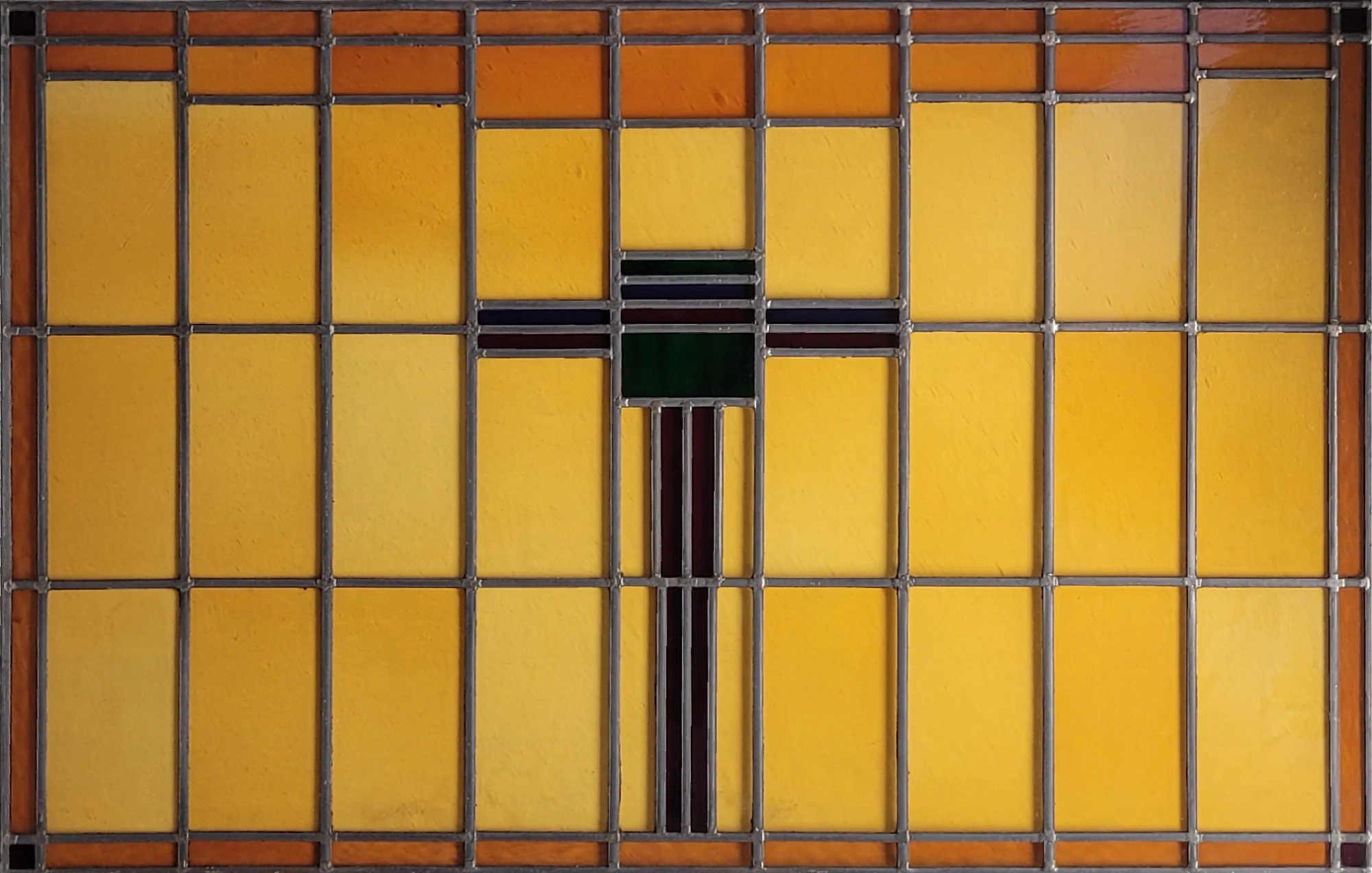 Bovenlicht geel antiekglas