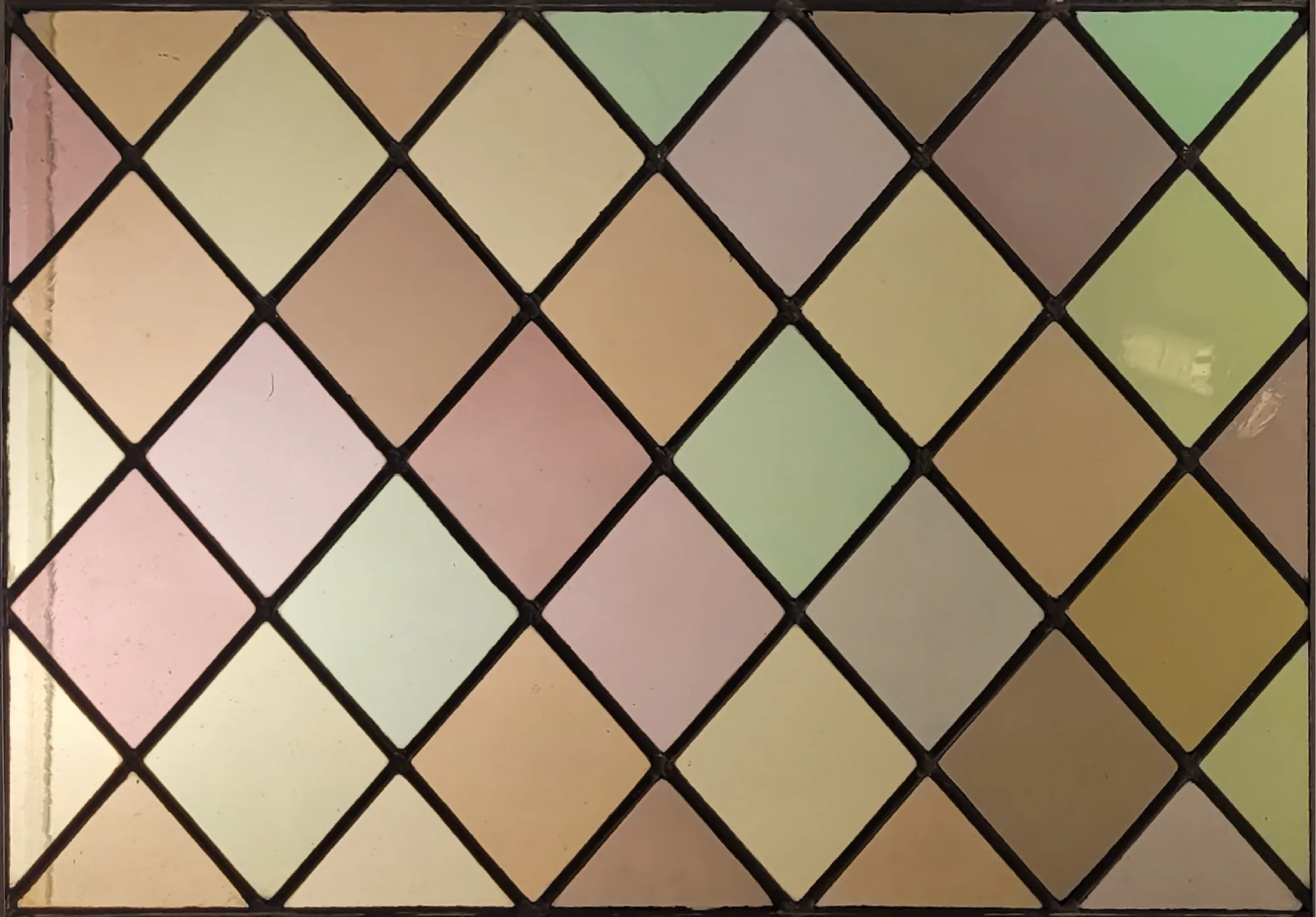 Diagonaal glas in lood antiekglas pastelkleuren